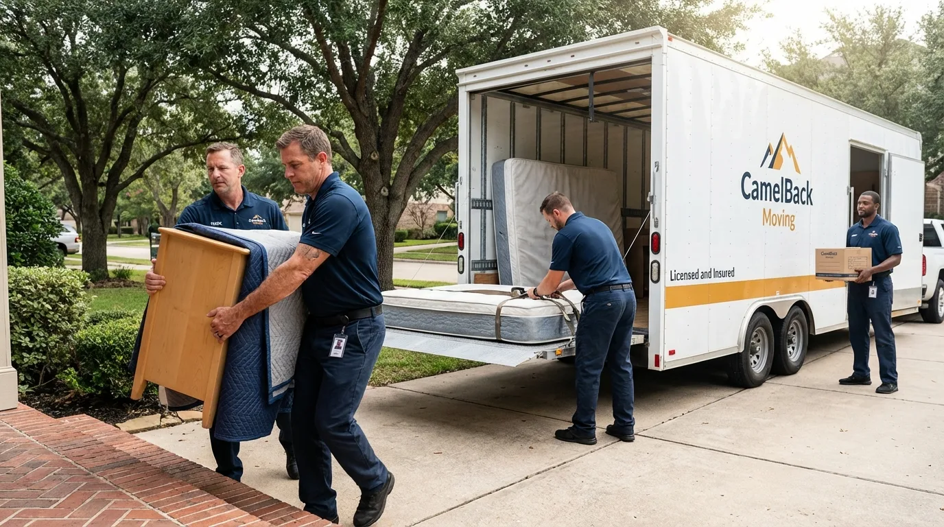 Crew loading residential truck for cross-state move from Fairfield, NJ