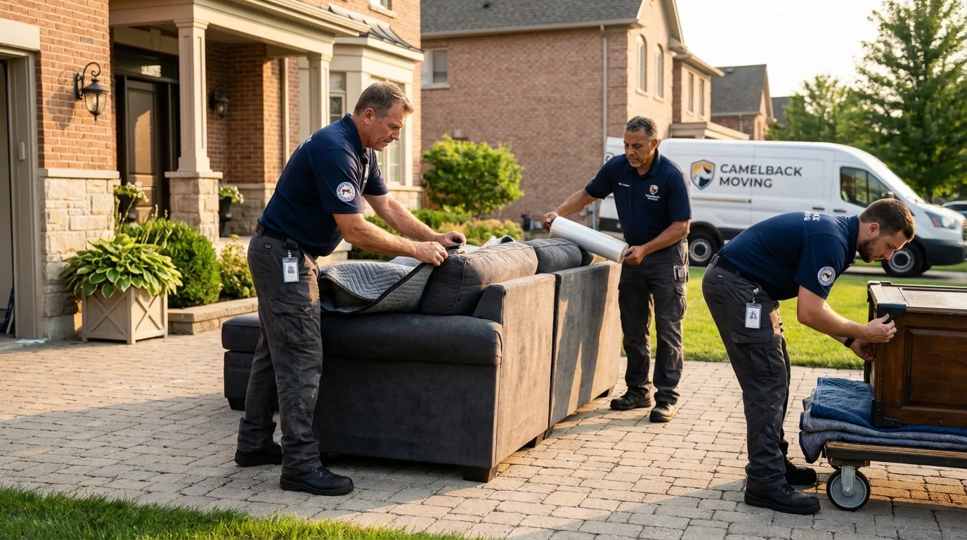 Large estate moving crew wrapping furniture in Fairfield, NJ